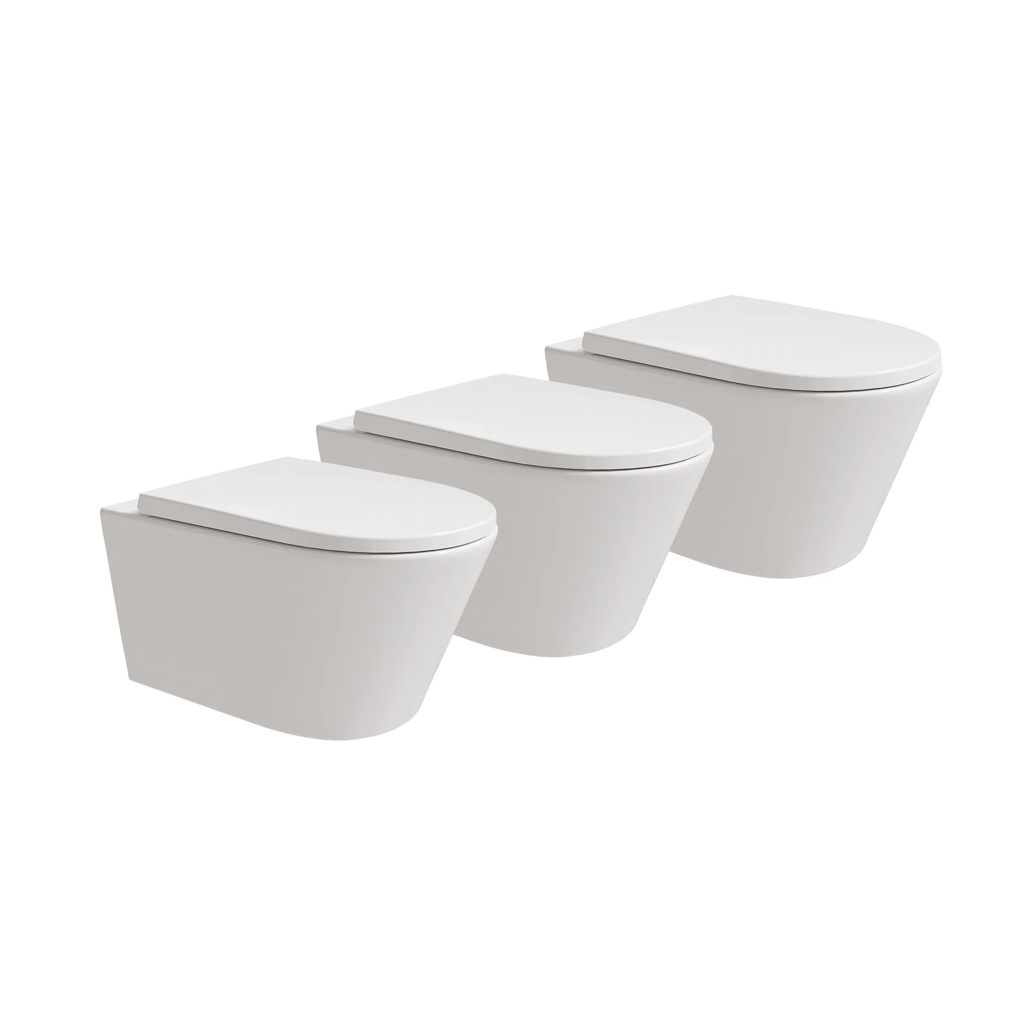 HOROW UG10R Wand-WC 53,9 cm – Weiß - 3er-Set – L