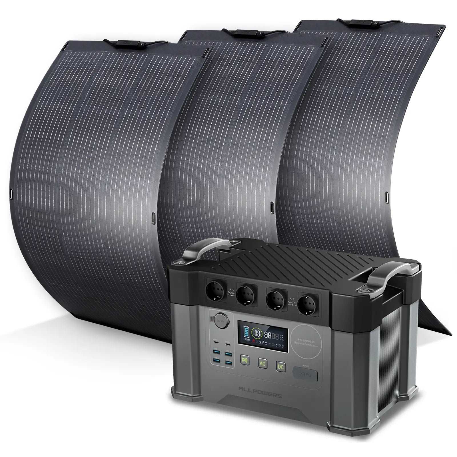 ALLPOWERS 2000W Generatore Solare (S2000 + SF100 100W Pannello Solare Flessibile) - S2000+ 3PCS SF100 Pannello solare 100W