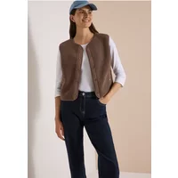 Gilet en peluche avec empiècements en softshell – Beige · Donna