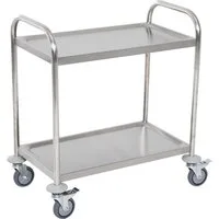 HOMCOM Carrello da Cucina 2 Ripiani con Ruote Carrollo Acciaio Inox 71x41x81cm, Argento Aosom
