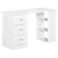 HOMCOM Scrivania PC Computer con 3 Cassetti Scrivania Bianca con3 Ripiani per Ufficio Camera in Legno Bianco 120x49x72cm Aosom