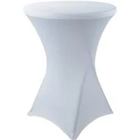 Housse de table et jupe de table - 80 x 110 cm - Matière extensible - Pour table de cocktail et événements - Aspect luxueux et lavable - Polyester blanc