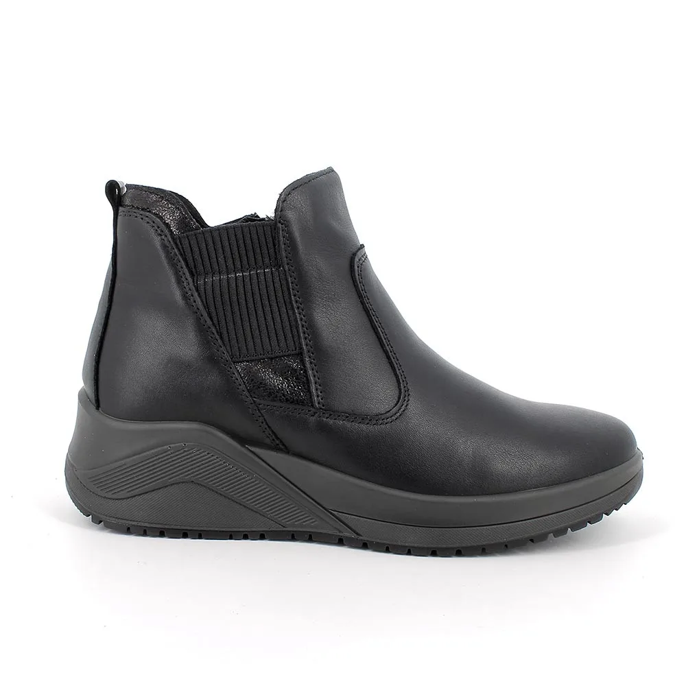Stivaletti con zeppa da donna nero con zip, Taglia 36 - IgieCo