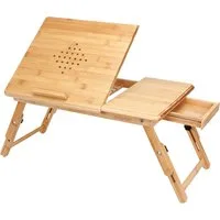 Table de lit pliable en bambou pour ordinateur avec tiroir – 35x28x55cm