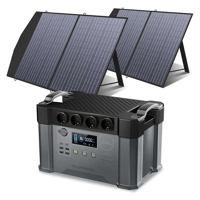 ALLPOWERS Generatore Solare 2400W (S2000 Pro + SP027 Pannello Solare 100W) - S2000 Pro+2* (SP027 Pannello solare 100W)